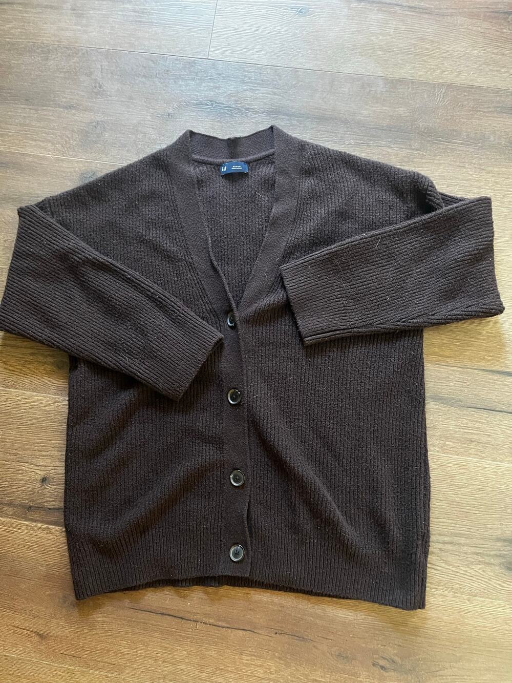 GAP Brown Chunky Knit Button Front Cardigan Sweater Medium Oversized